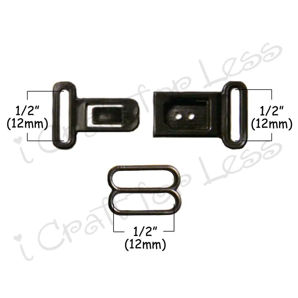 1/2" Bow Tie Hardware Plastic Buckle and Slide Adjuster