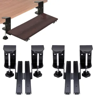 2 Set of Keyboard Tray Under Desk Clamp and Rail Set for DIY Custom Wooden Keyboard Trays (Tray Not Included), Under Desk Pull Out Sliding Track with Sturdy C Clamp Keyboard Holder Hardware (Black)