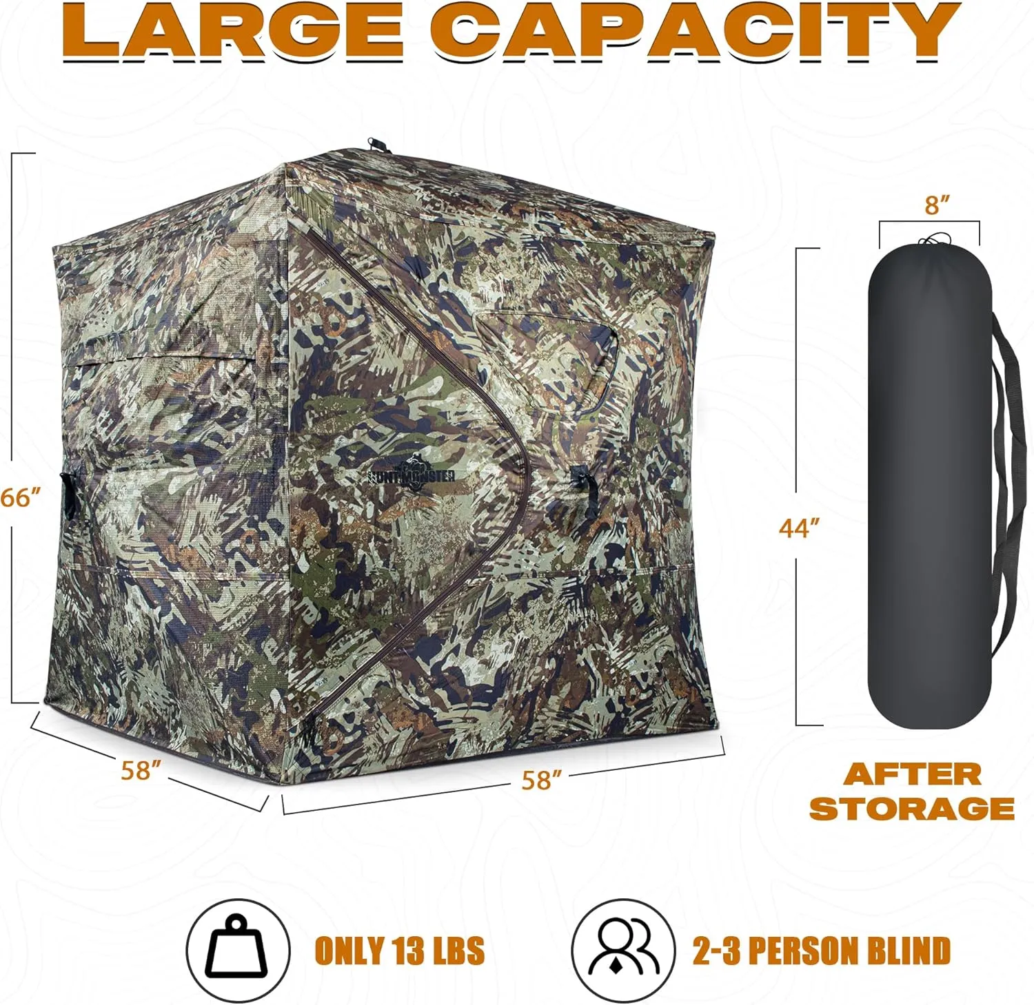 270/360 Degree See Through Hunting Blind 1-3 Person with Tri-Leg Hunting Stool, Pop up Ground Blinds for Deer Turkey Duck Hunting, Hunting Adjust Windows with Silent Zipper