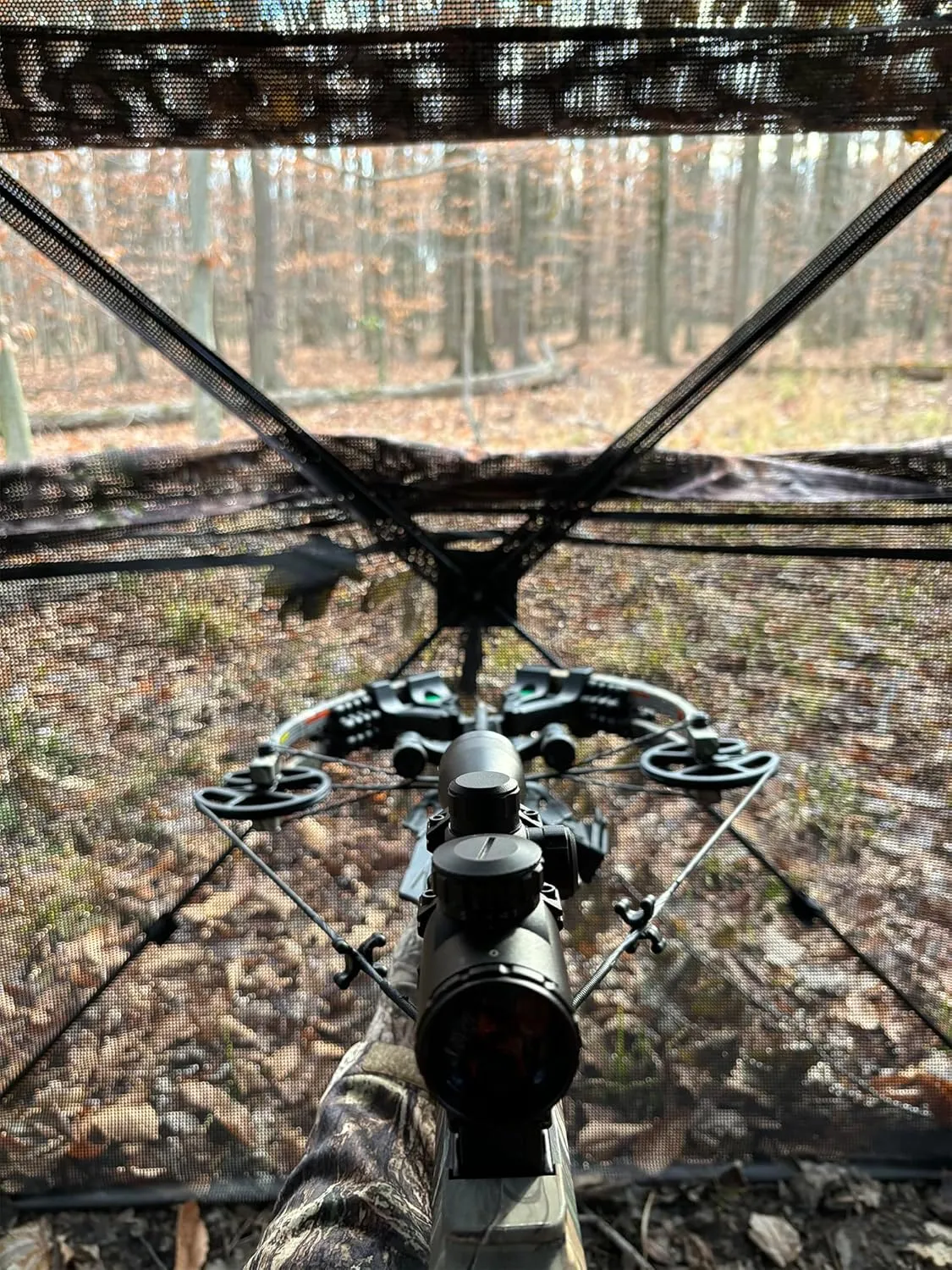 270/360 Degree See Through Hunting Blind 1-3 Person with Tri-Leg Hunting Stool, Pop up Ground Blinds for Deer Turkey Duck Hunting, Hunting Adjust Windows with Silent Zipper