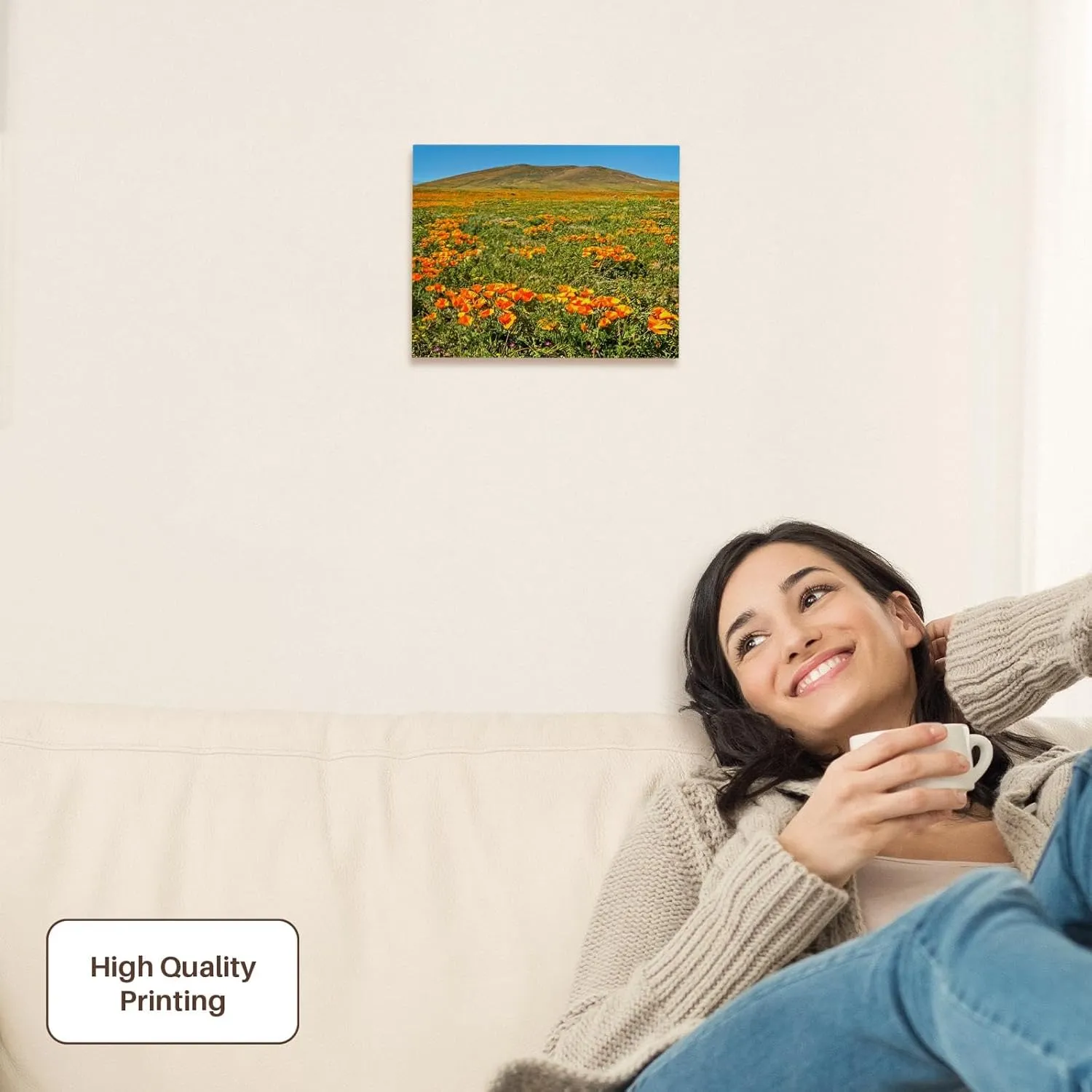 3dRose, California Poppy Field, Museum Grade Canvas Wrap 10x8