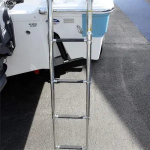 4 Step Ladder Stainless Steel Telescoping Extendable Ladder 600 Pound Capacity for Marine Yacht/Swimming Potoon Ladder