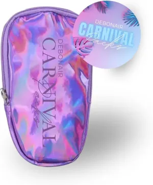 4N1 Carnival Thigh Bag, Leg Harness, Waist Pack, Crossbody Bag - with Adjustable No Slide Elastic Straps in Holographic | Debonair Carnival Packs, Purple, Medium, Thigh Bag
