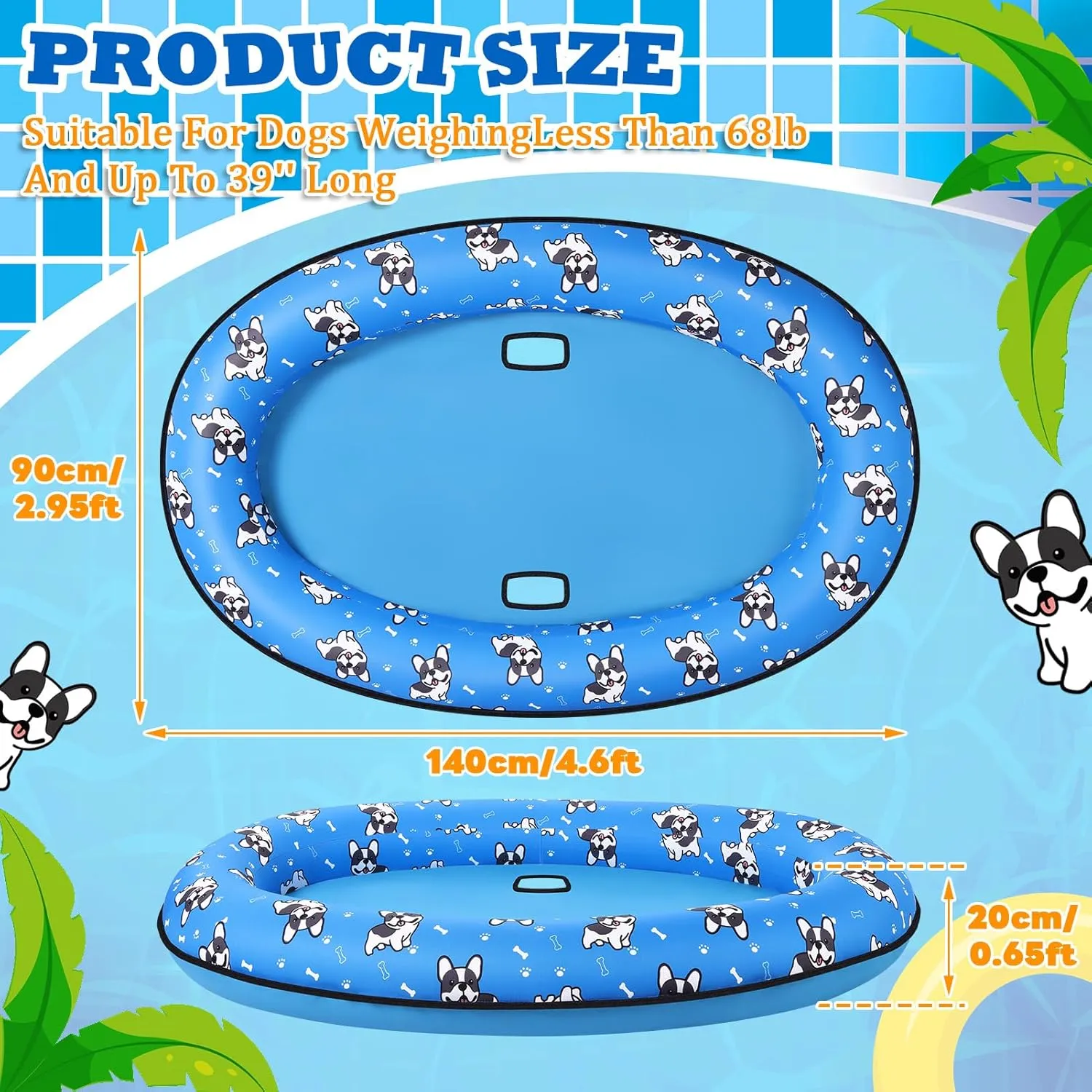 55'' x 35'' Dog Pool Float, Dog Floats for Pool, Pool Rafts for Dogs, Inflatable Pool Floats for Small Medium and Large Dogs, Pool Floats for Dogs for Lake River Pool Scratch Resistant
