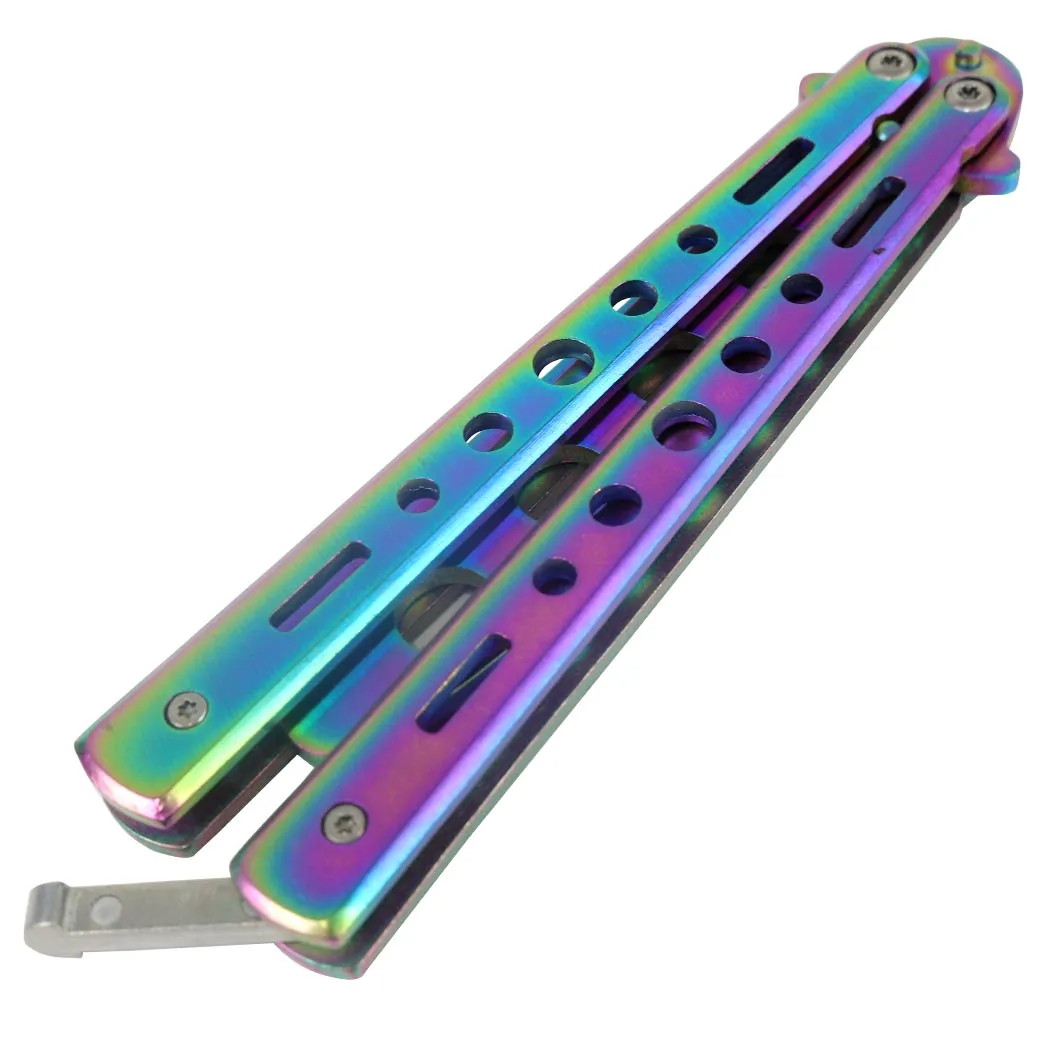 8.75" Rainbow Butterfly Knife Folding Practice Trainer Training Tools Stainless Steel
