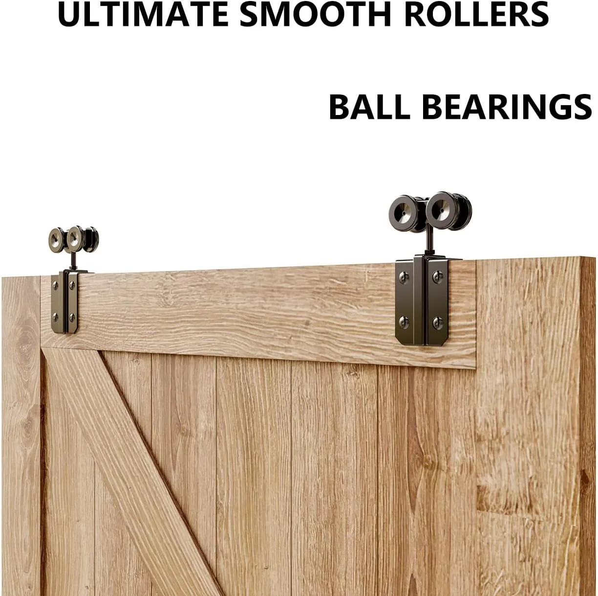 8FT Box Rail Hardware Heavy Duty Steel Sliding Barn Door Track, Wall Mount Kit, Fit Indoor and Exterior Door, Smoothly and Quietly Easy to Install