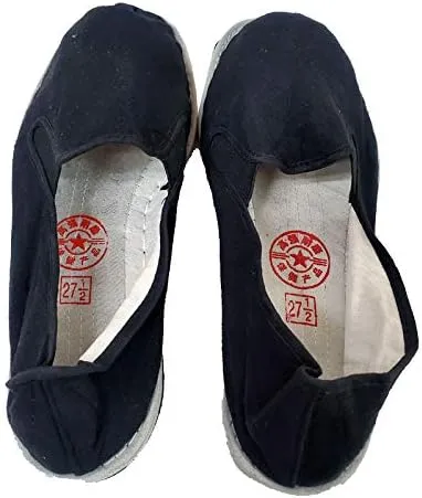 Ace Martial Arts Supply Kung Fu Closed Toe Slip On Shoes -Cotton Sole, Brown Rubber Sole and Yellow Bubble Gum Sole