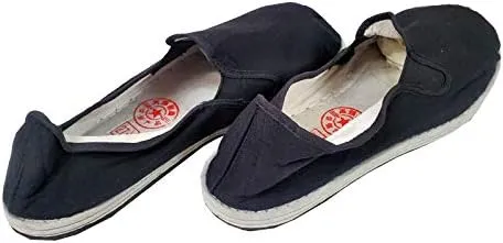 Ace Martial Arts Supply Kung Fu Closed Toe Slip On Shoes -Cotton Sole, Brown Rubber Sole and Yellow Bubble Gum Sole