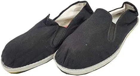 Ace Martial Arts Supply Kung Fu Closed Toe Slip On Shoes -Cotton Sole, Brown Rubber Sole and Yellow Bubble Gum Sole