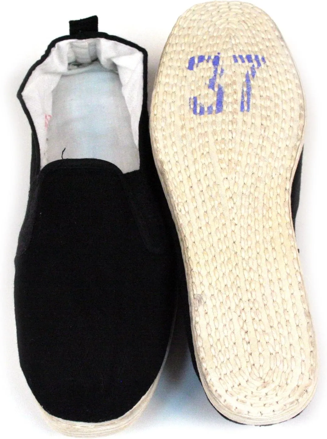 Ace Martial Arts Supply Kung Fu Closed Toe Slip On Shoes -Cotton Sole, Brown Rubber Sole and Yellow Bubble Gum Sole