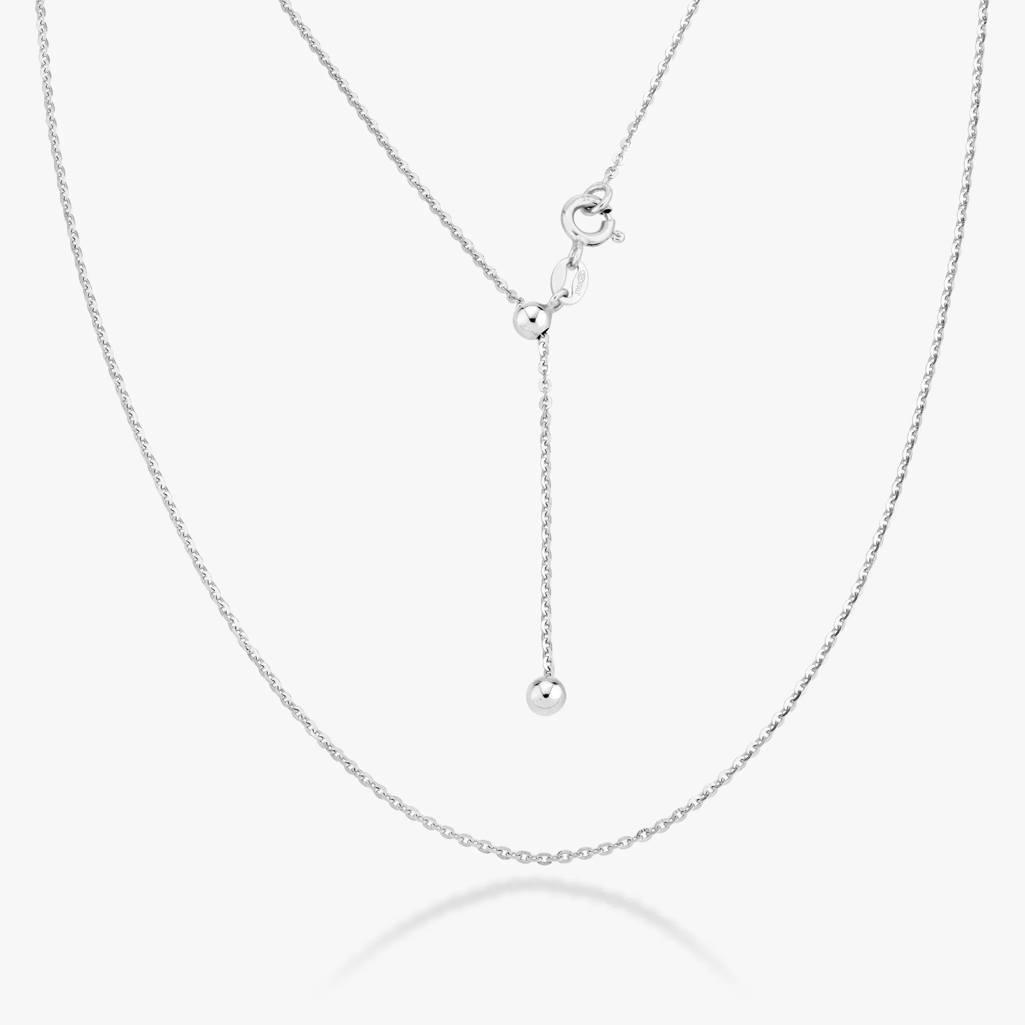 Adjustable Bolo Cable Necklace in Sterling Silver, 1.3mm