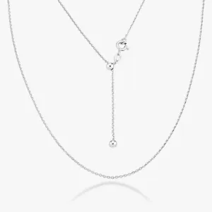 Adjustable Bolo Cable Necklace in Sterling Silver, 1.3mm