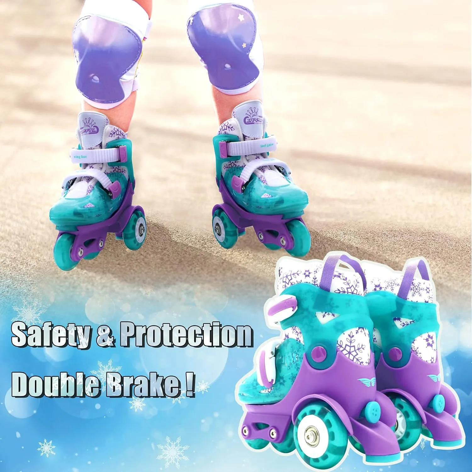 Adjustable Roller Skates for Kids Girls Ladies with Light Up Flash LED Wheels(Age 3-9),Three-Point Type Balance,Gift Box Packing for Toddlers,Children