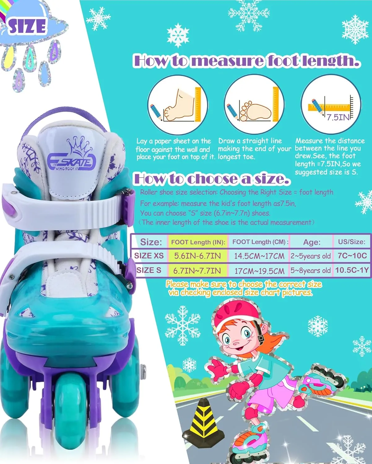 Adjustable Roller Skates for Kids Girls Ladies with Light Up Flash LED Wheels(Age 3-9),Three-Point Type Balance,Gift Box Packing for Toddlers,Children