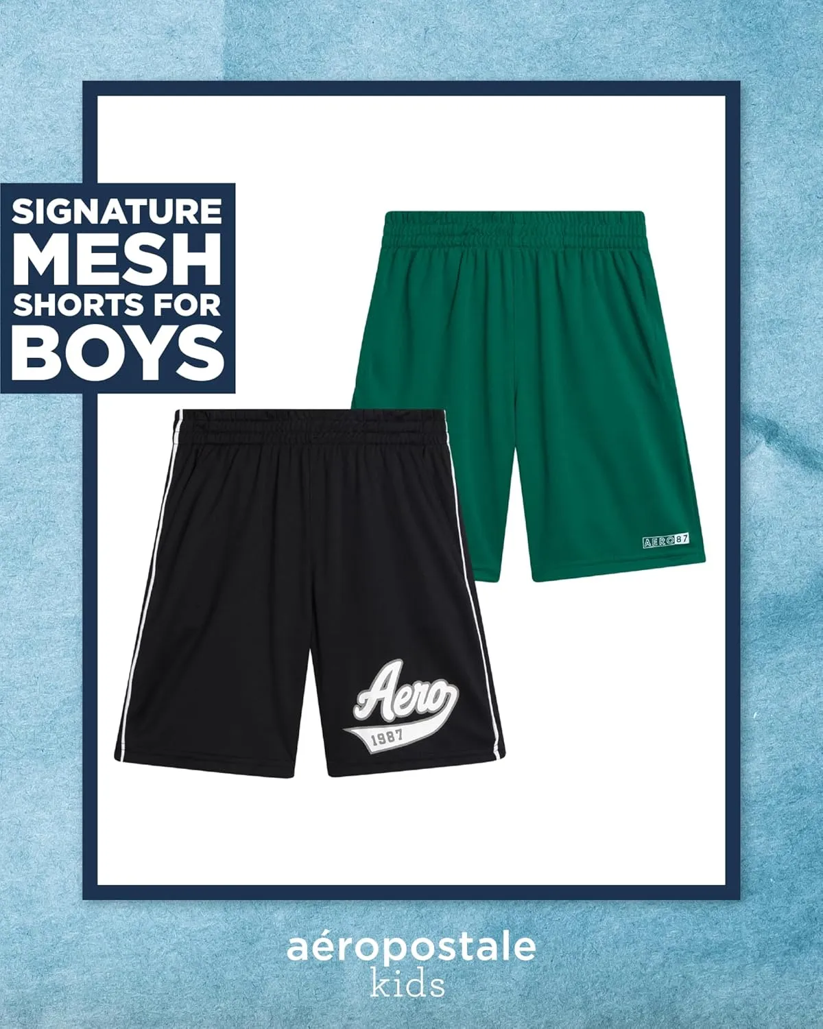 AEROPOSTALE Boys Athletic Shorts - 2 Pack Pull On Mesh Performance Running Basketball Gym Shorts for Boys (Sizes: 8-16)