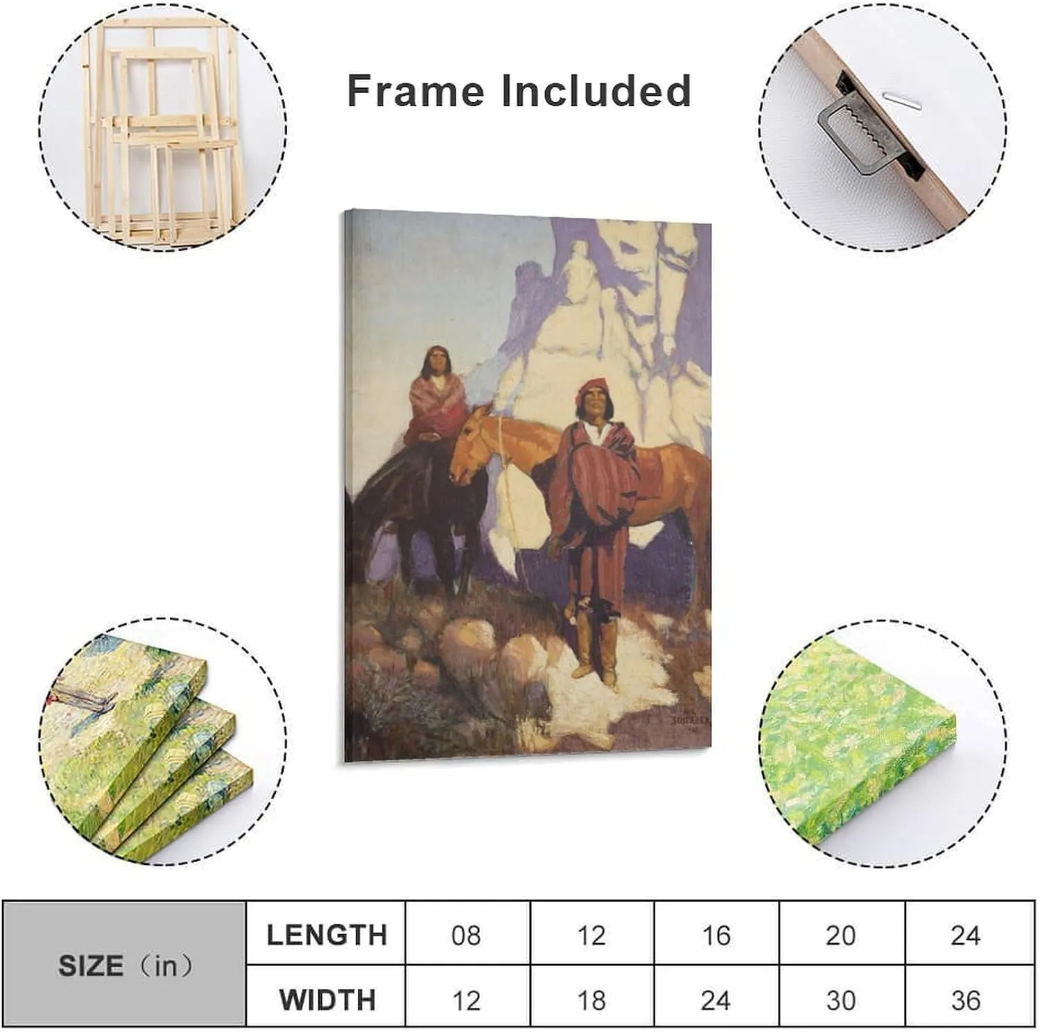 Albert L. Scherzer Indians on A Mountain Trail Native American Art Prints Poster Canvas Wall Art Prints Gifts Posters Room Decor Home Decorative 24x36inch(60x90cm)