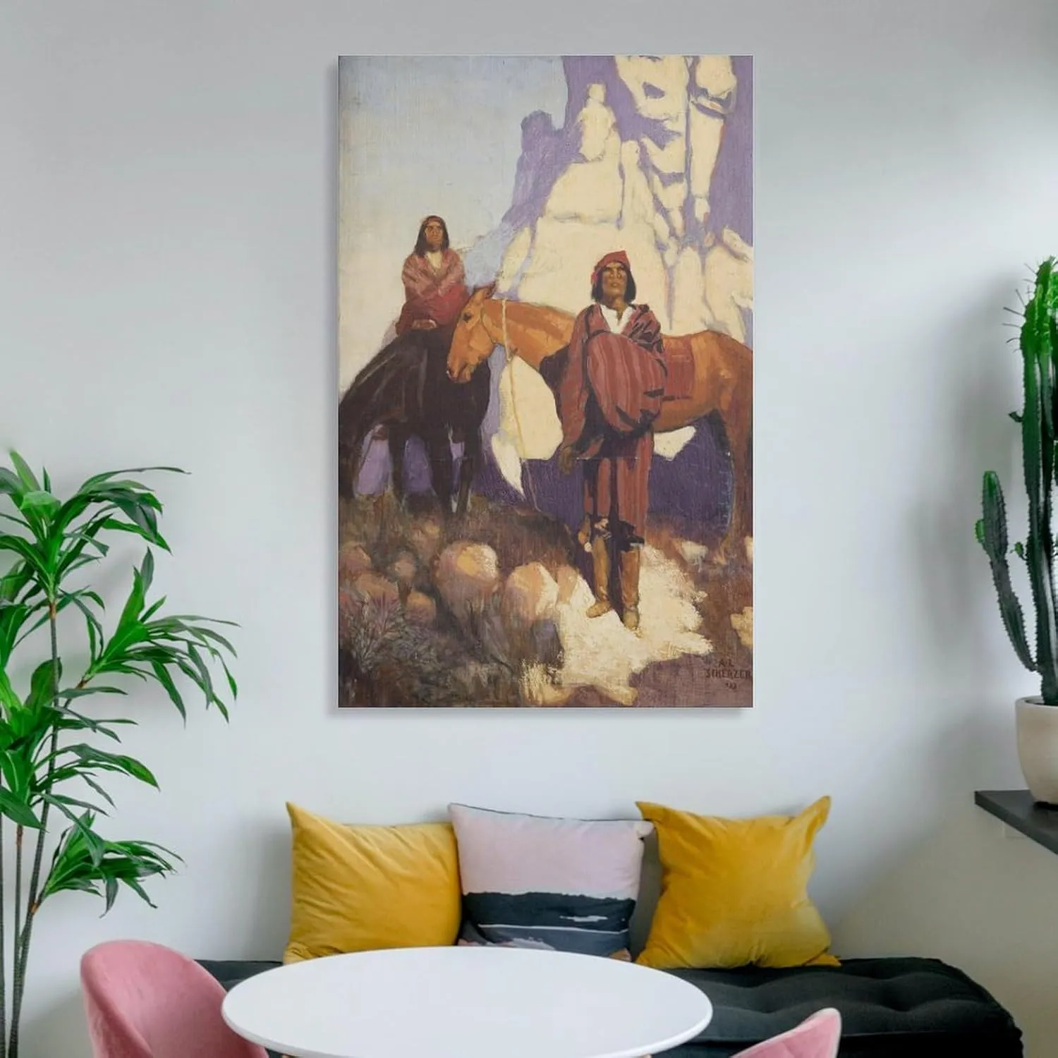 Albert L. Scherzer Indians on A Mountain Trail Native American Art Prints Poster Canvas Wall Art Prints Gifts Posters Room Decor Home Decorative 24x36inch(60x90cm)