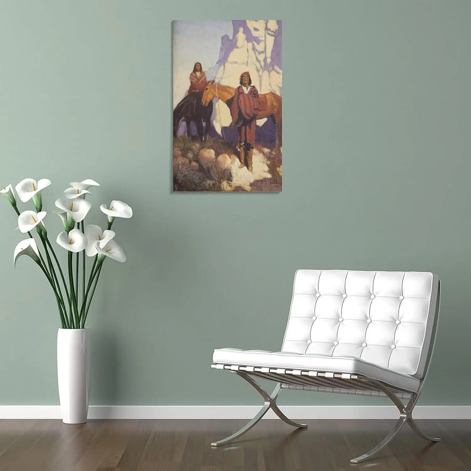 Albert L. Scherzer Indians on A Mountain Trail Native American Art Prints Poster Canvas Wall Art Prints Gifts Posters Room Decor Home Decorative 24x36inch(60x90cm)