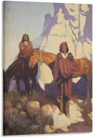 Albert L. Scherzer Indians on A Mountain Trail Native American Art Prints Poster Canvas Wall Art Prints Gifts Posters Room Decor Home Decorative 24x36inch(60x90cm)