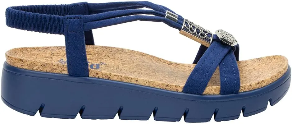 Alegria Women Roz - Arch Support Chunky Platform - For Travel and Everyday Activity - Vegan Braided Adjustable Buckle Slingback Slide Sandal