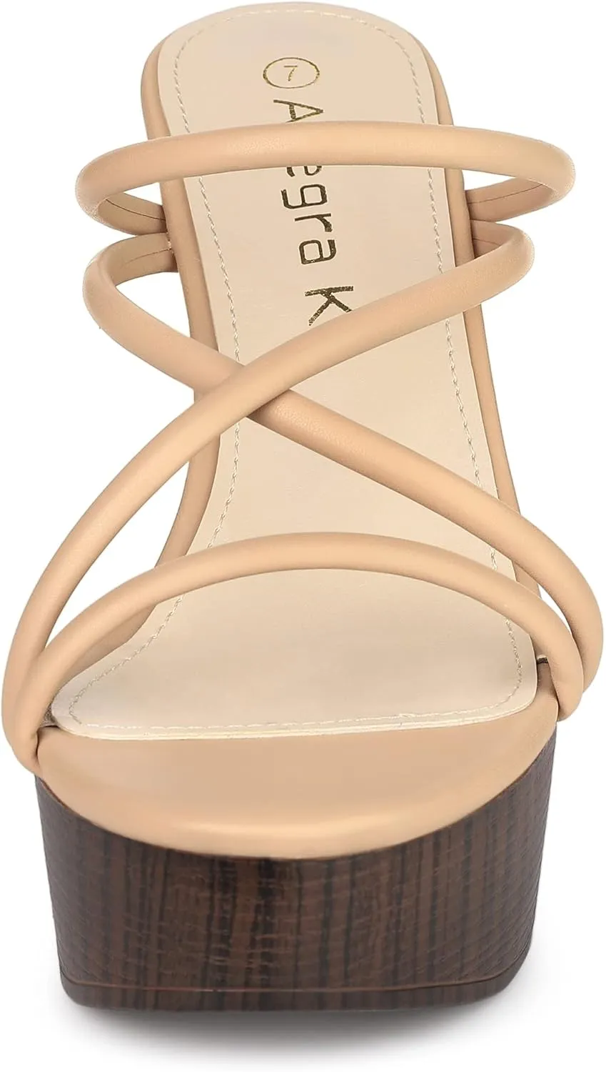 Allegra K Women's Chunky Heel Strappy Platform Heels Slide Sandals
