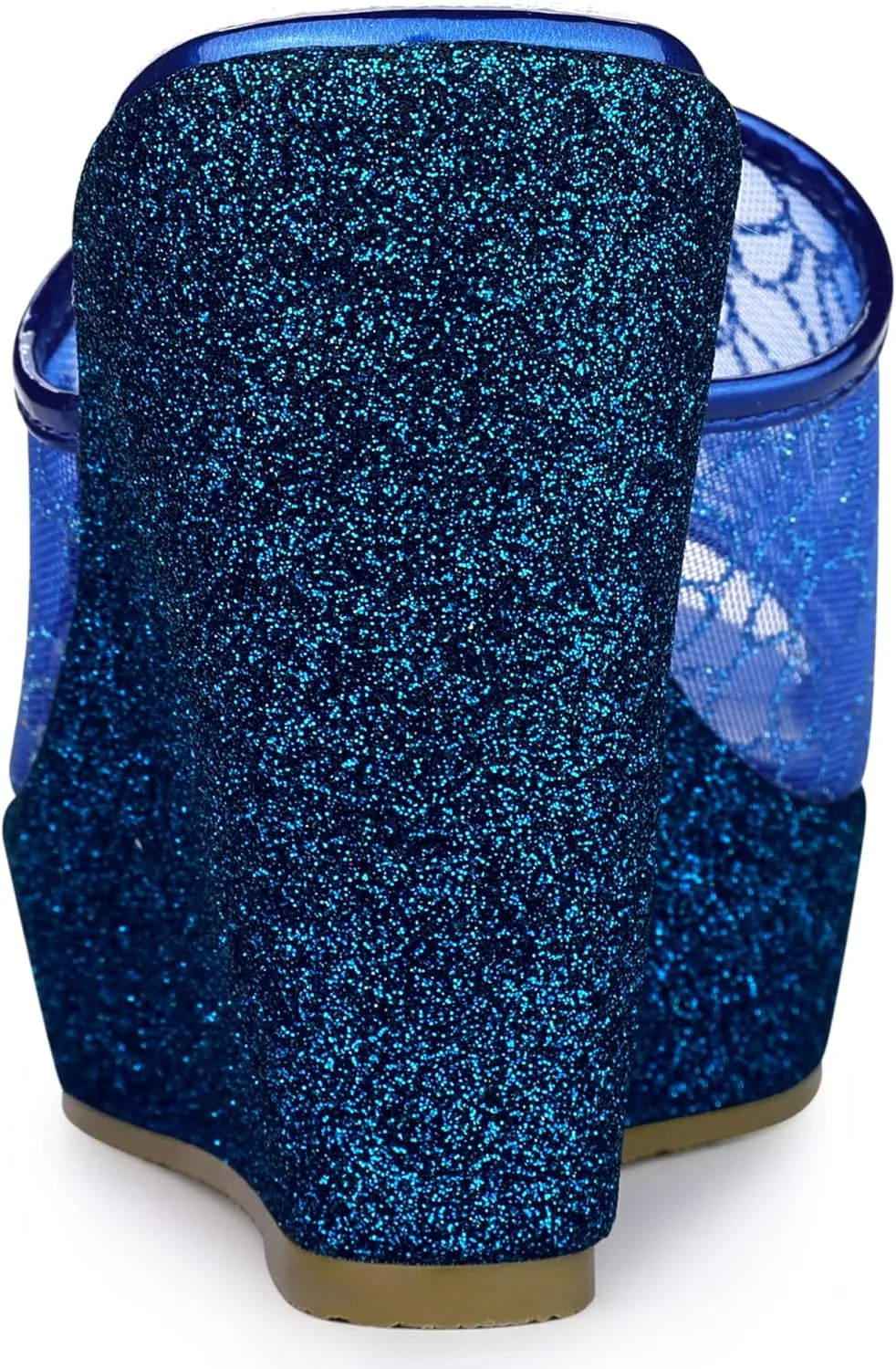 Allegra K Women's Glitter Platform Heels Slide Wedge Sandals