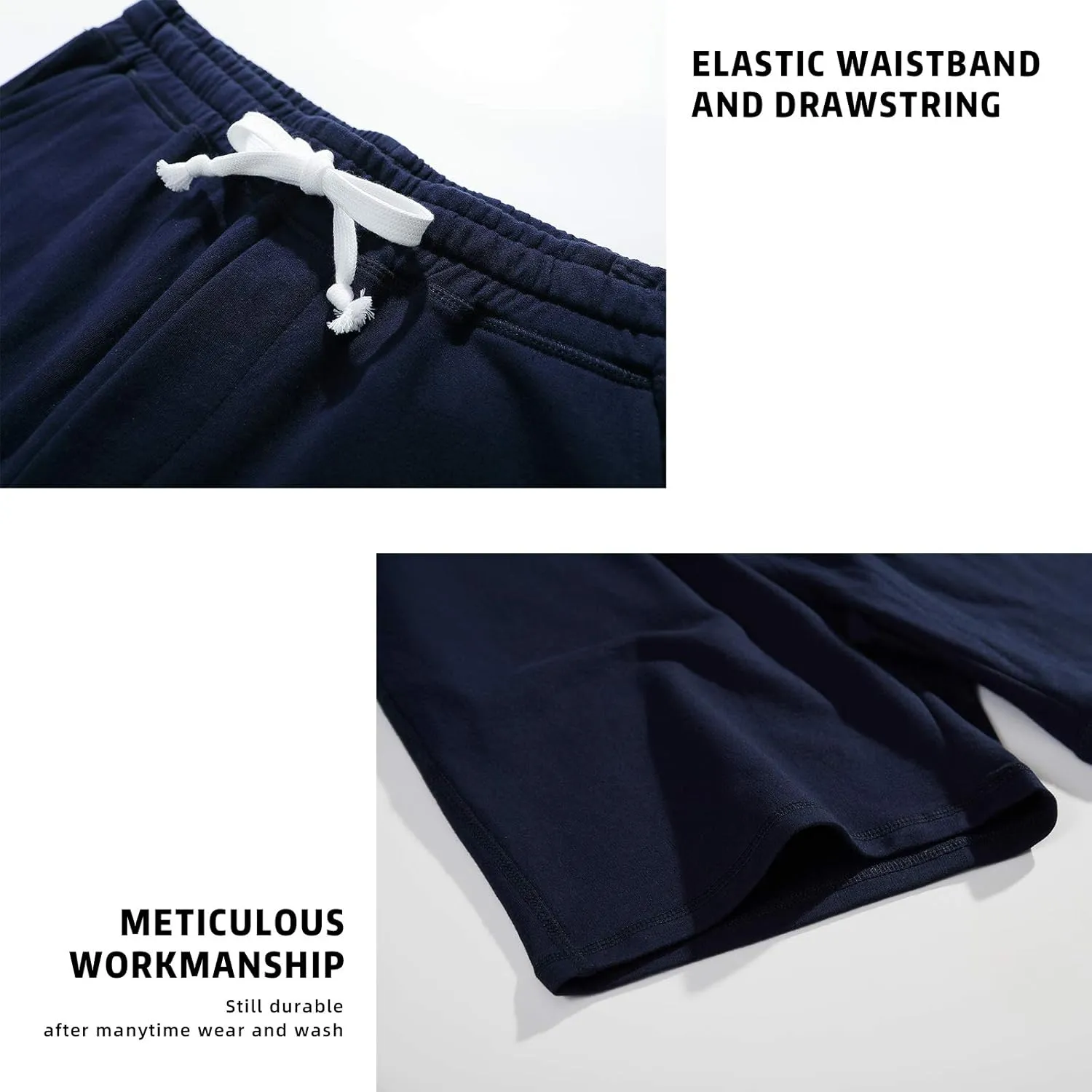 AMY COULEE Men's Casual Shorts 8" Cotton Athletic Workout Lounge Sweat Shorts with Pockets