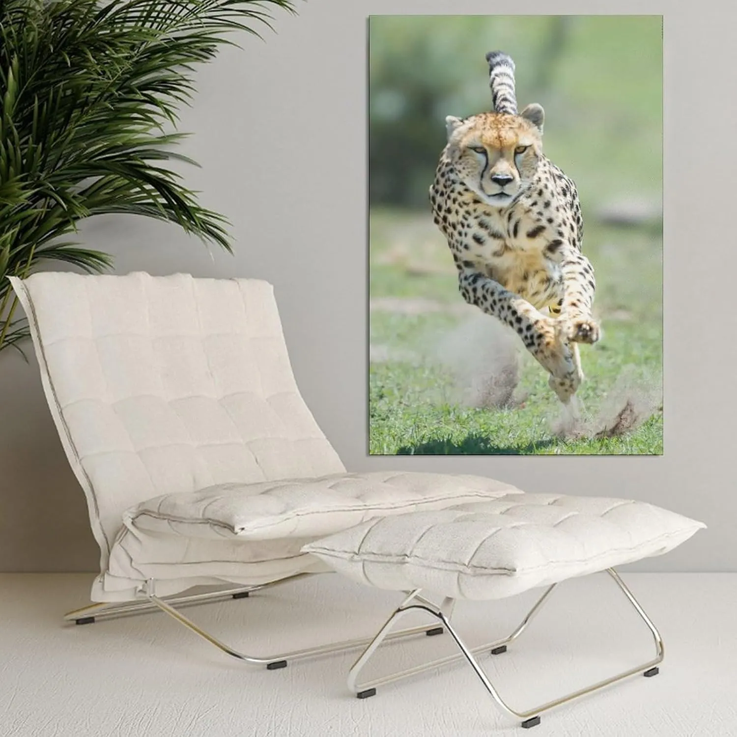 Animals Cheetah Grassland Running Canvas Poster Bedroom Decor Sports Landscape Office Room Decor Gift,Canvas Poster Wall Art Decor Print Picture Paintings for Living Room Bedroom Decoration 12x18inchs