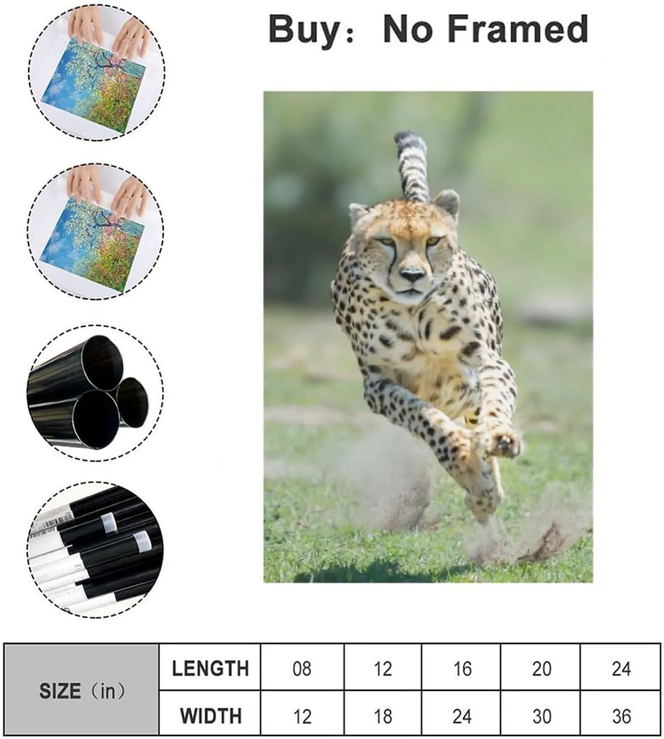 Animals Cheetah Grassland Running Canvas Poster Bedroom Decor Sports Landscape Office Room Decor Gift,Canvas Poster Wall Art Decor Print Picture Paintings for Living Room Bedroom Decoration 12x18inchs