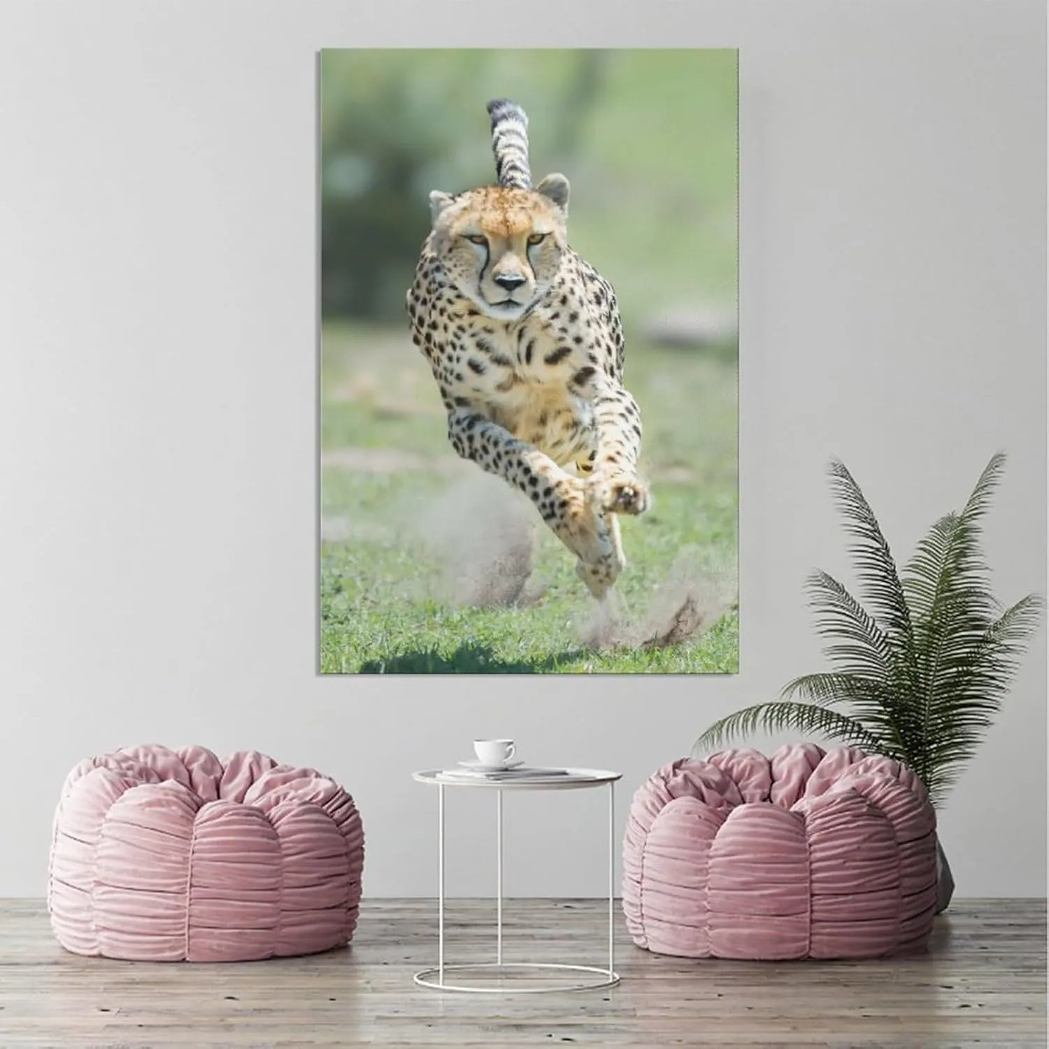 Animals Cheetah Grassland Running Canvas Poster Bedroom Decor Sports Landscape Office Room Decor Gift,Canvas Poster Wall Art Decor Print Picture Paintings for Living Room Bedroom Decoration 12x18inchs