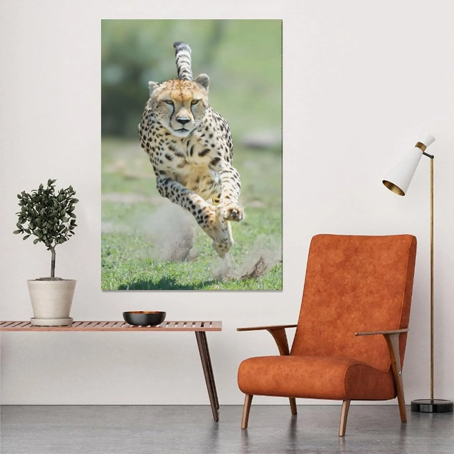 Animals Cheetah Grassland Running Canvas Poster Bedroom Decor Sports Landscape Office Room Decor Gift,Canvas Poster Wall Art Decor Print Picture Paintings for Living Room Bedroom Decoration 12x18inchs