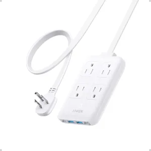 Anker Charging Station, 20W Max 8-in-1 USB-C Power Strip for iPhone 15/14 and MacBook Air/Pro, 5 ft Thin Cord with 4 AC, 2 USB-A, and 2 USB-C Ports, Fast Charging Desktop Charger for Travel, Office
