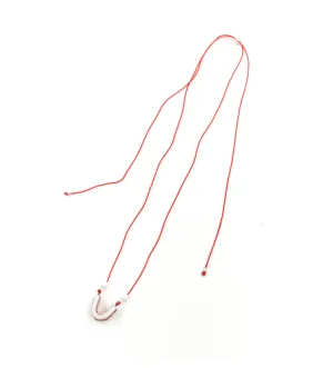April Felipe Red Floral Bent Oval with Opals on Red Cord Necklace