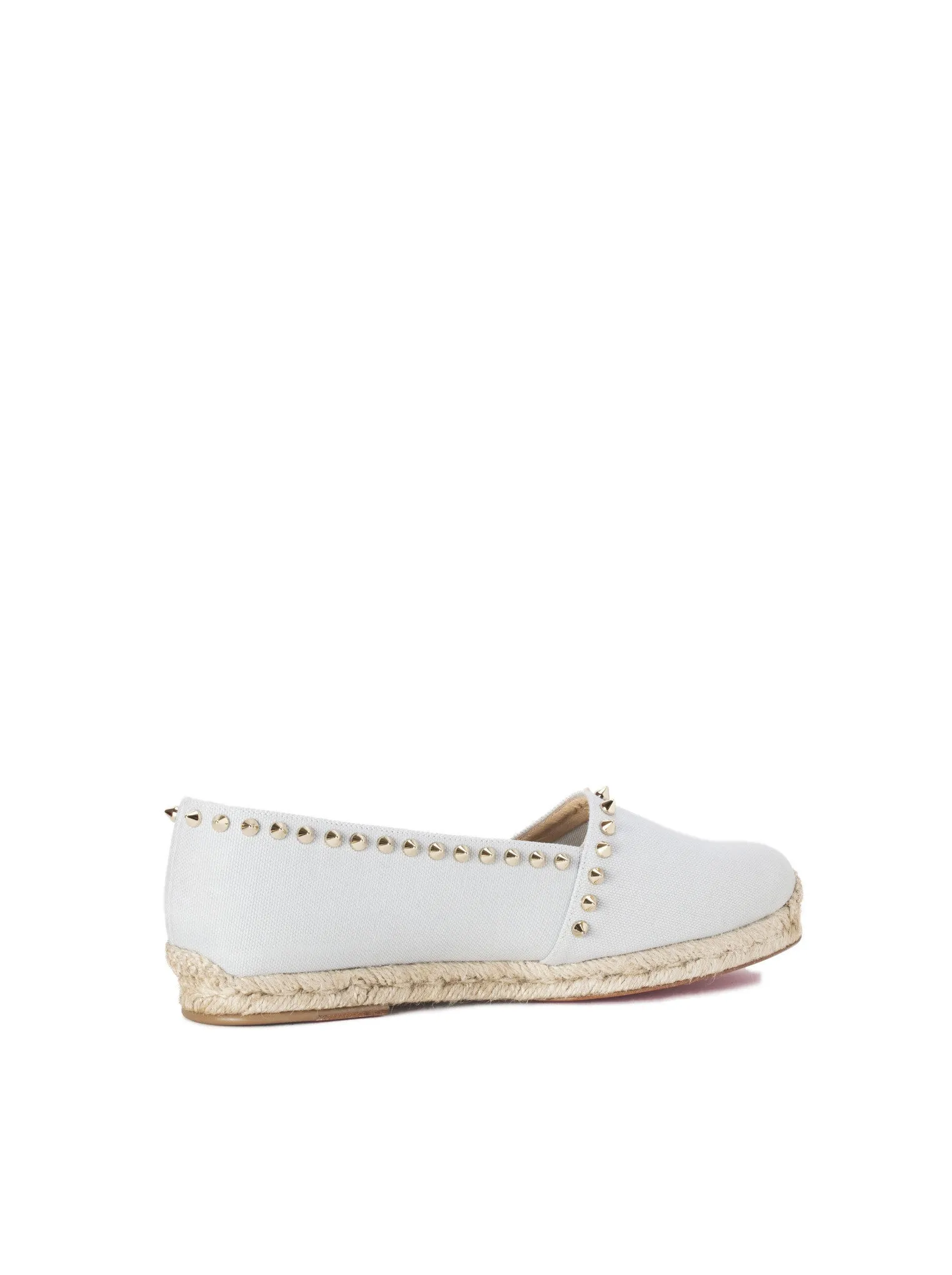 Ares Flat Studded Canvas Espadrilles - Gray / Gold