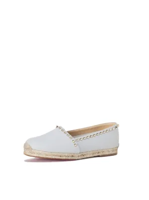 Ares Flat Studded Canvas Espadrilles - Gray / Gold