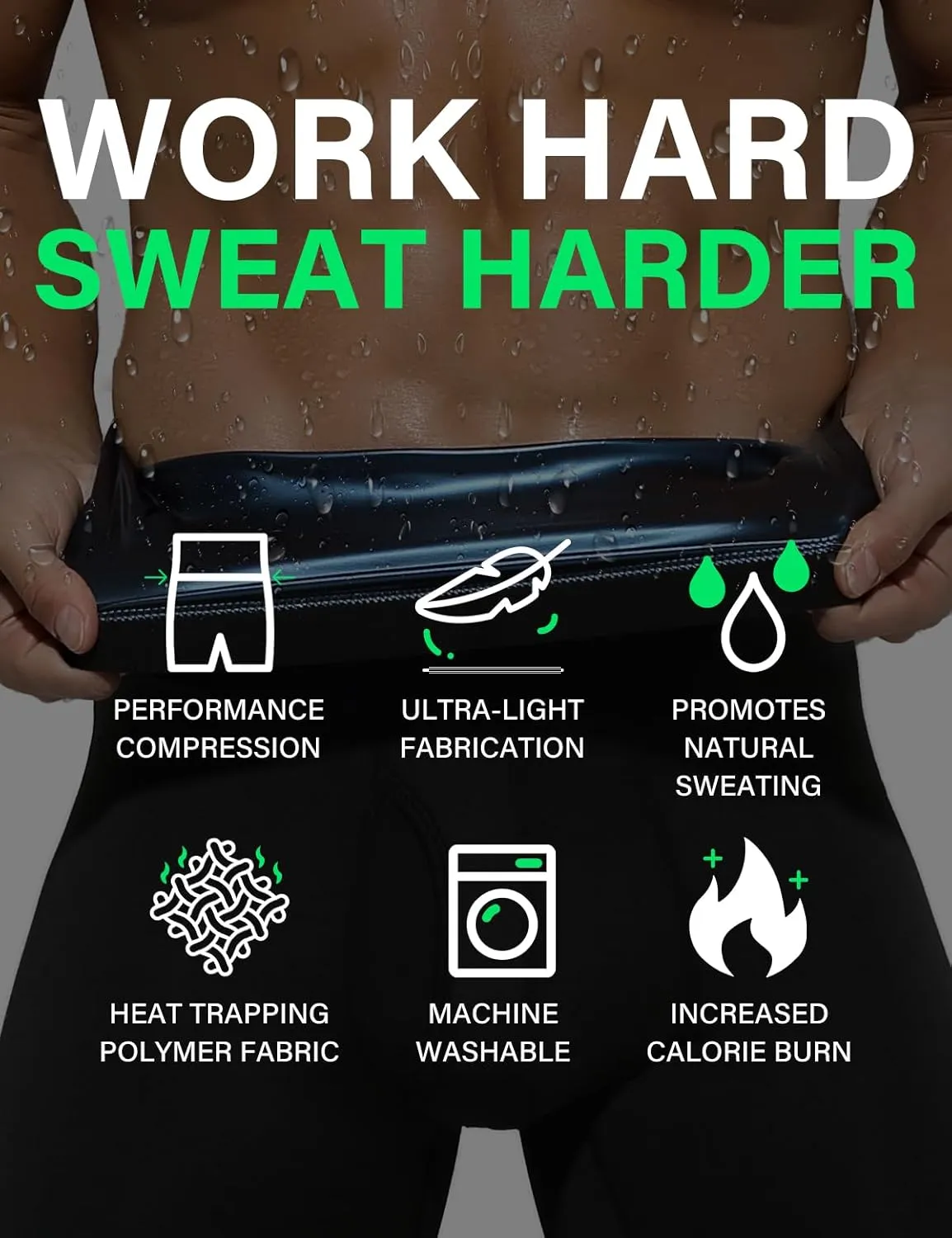 Arjen Kroos Men's Sauna Sweat Pants Weight Loss Shapewear Compression Pants Waist Trainer Workout Sauna suit