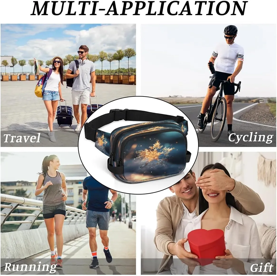 Art Abstract Print Fanny Packs for Women Men Waterproof Waist Bag with Adjustable Strap Belt Bag for Travel Running Hiking