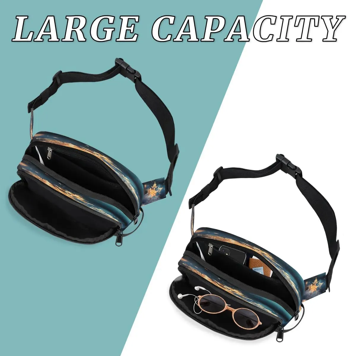 Art Abstract Print Fanny Packs for Women Men Waterproof Waist Bag with Adjustable Strap Belt Bag for Travel Running Hiking