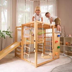 Avenlur Montessori Gym Alpine Wooden Jungle Gym with Indoor Swing, Toddler & Baby Climbing Toys, Rock Wall Perfect for Active Fun & Skill Development, Ages 2-8