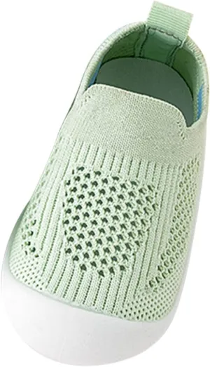 Baby First-Walking Shoes 1-4 Years Kid Shoes Trainers Toddler Infant Boys Girls Soft Sole Non Slip Cotton Canvas Mesh Breathable Slip-on Sneakers (Green, 12 Months)