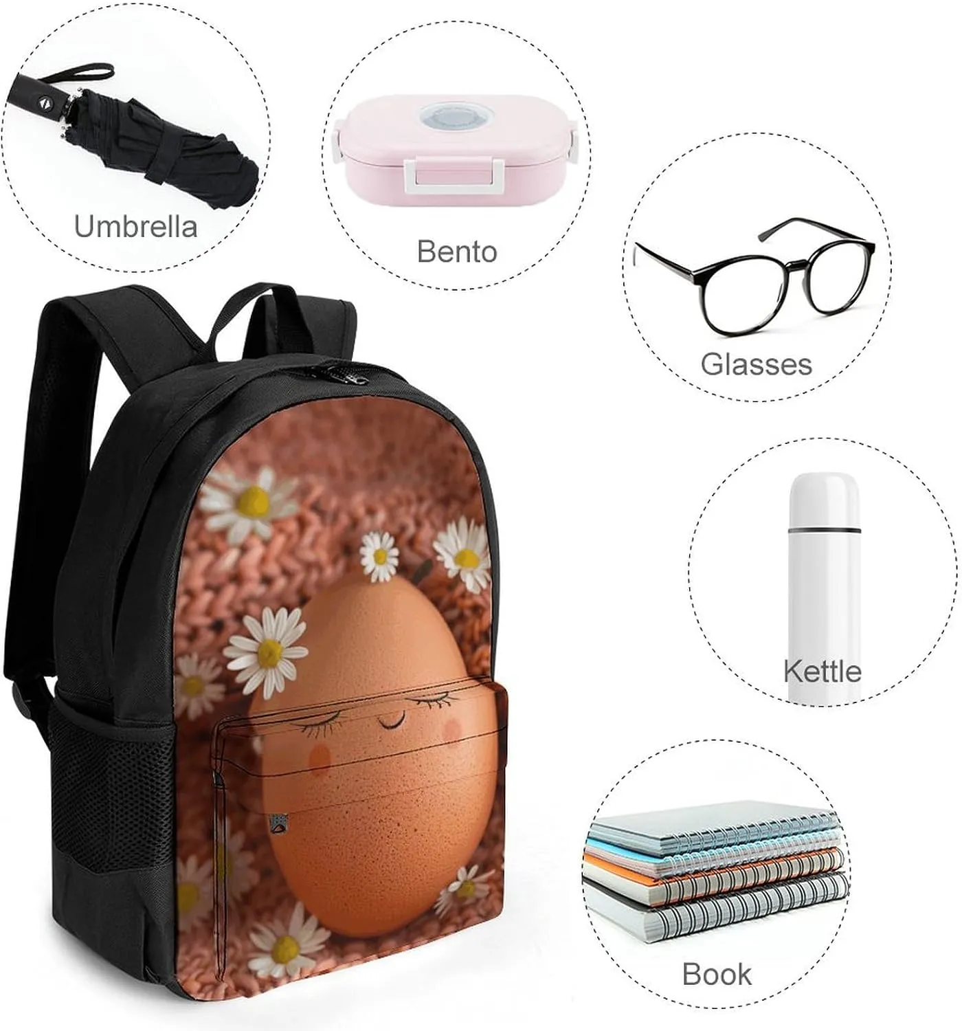 Backpack for Men Women Laptop Backpack Brown Eggs And Flowers Casual Daypack Laptop Bag for Travel
