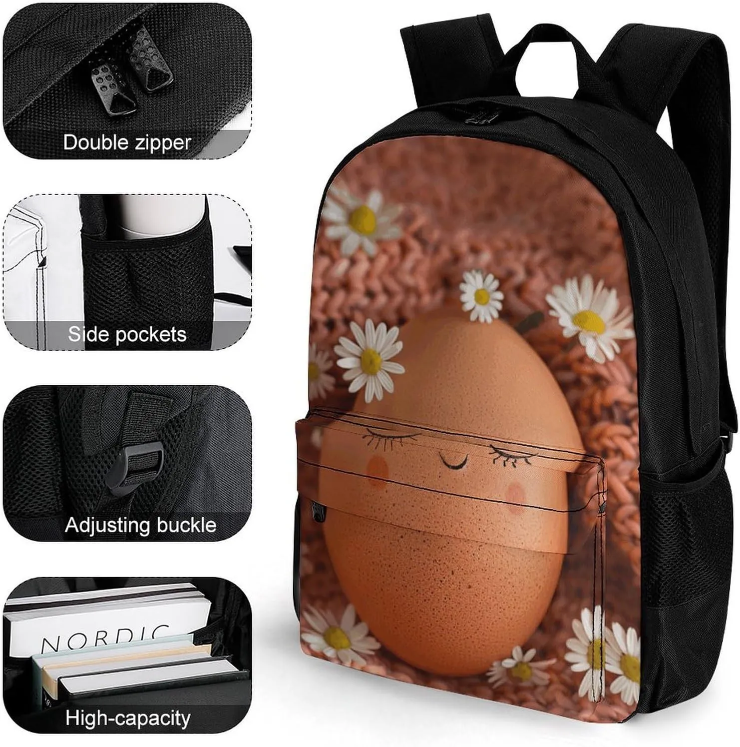 Backpack for Men Women Laptop Backpack Brown Eggs And Flowers Casual Daypack Laptop Bag for Travel