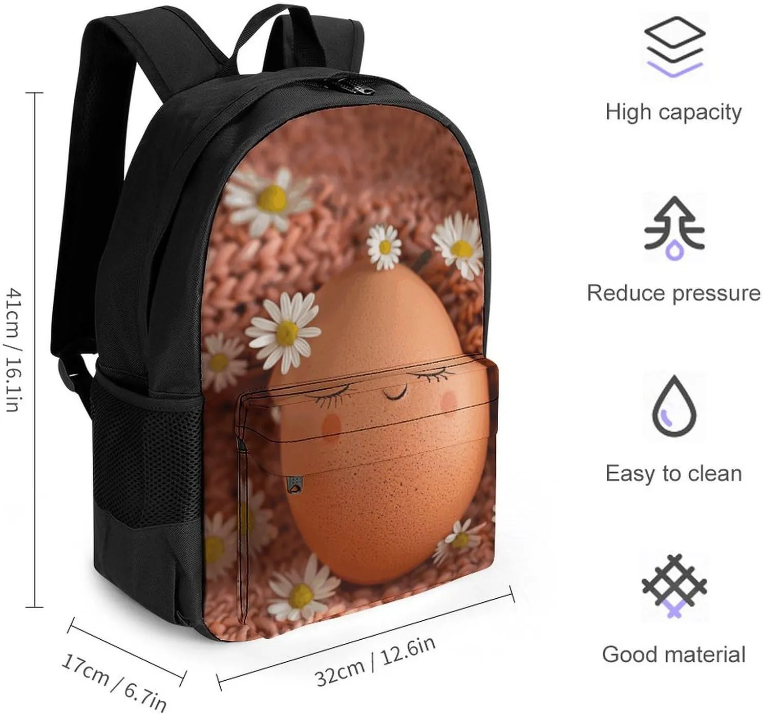 Backpack for Men Women Laptop Backpack Brown Eggs And Flowers Casual Daypack Laptop Bag for Travel