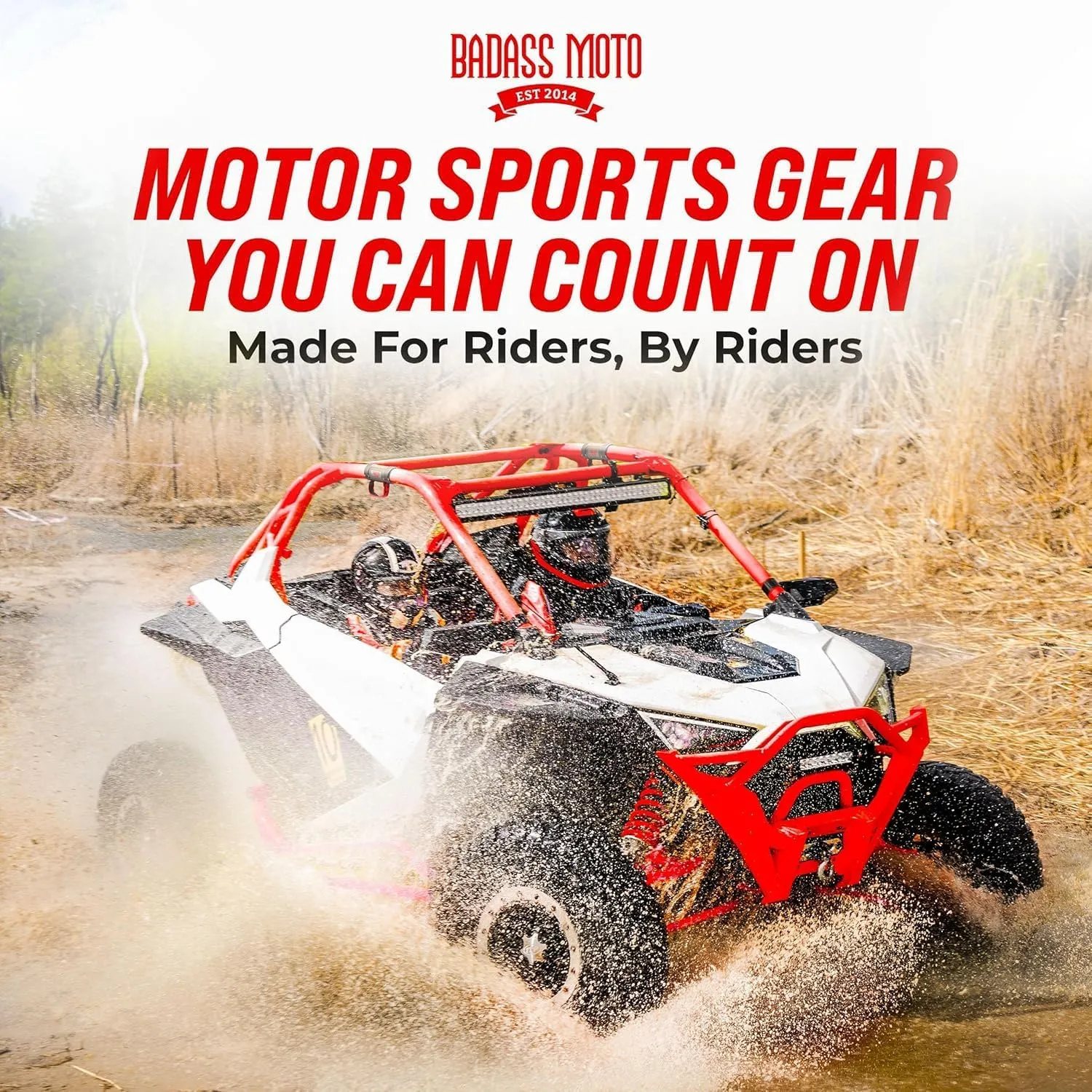 Badass Moto Roll Bar Grab Handles - SXS, ATV, & UTV Grab Handles Grips for 1.5 to 2" Rollbar - Black & Red Hand Grip Grabs with Stainless Steel Buckles for Honda, Teryx, Can-Am, Polaris, More - 2 pack