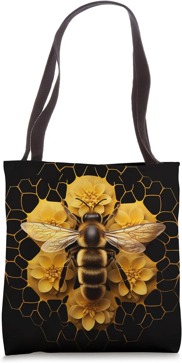 Bee On Honeycomb Honeybee Tote Bag