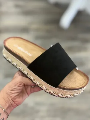 Black Braid Wrapped Platform Sandal