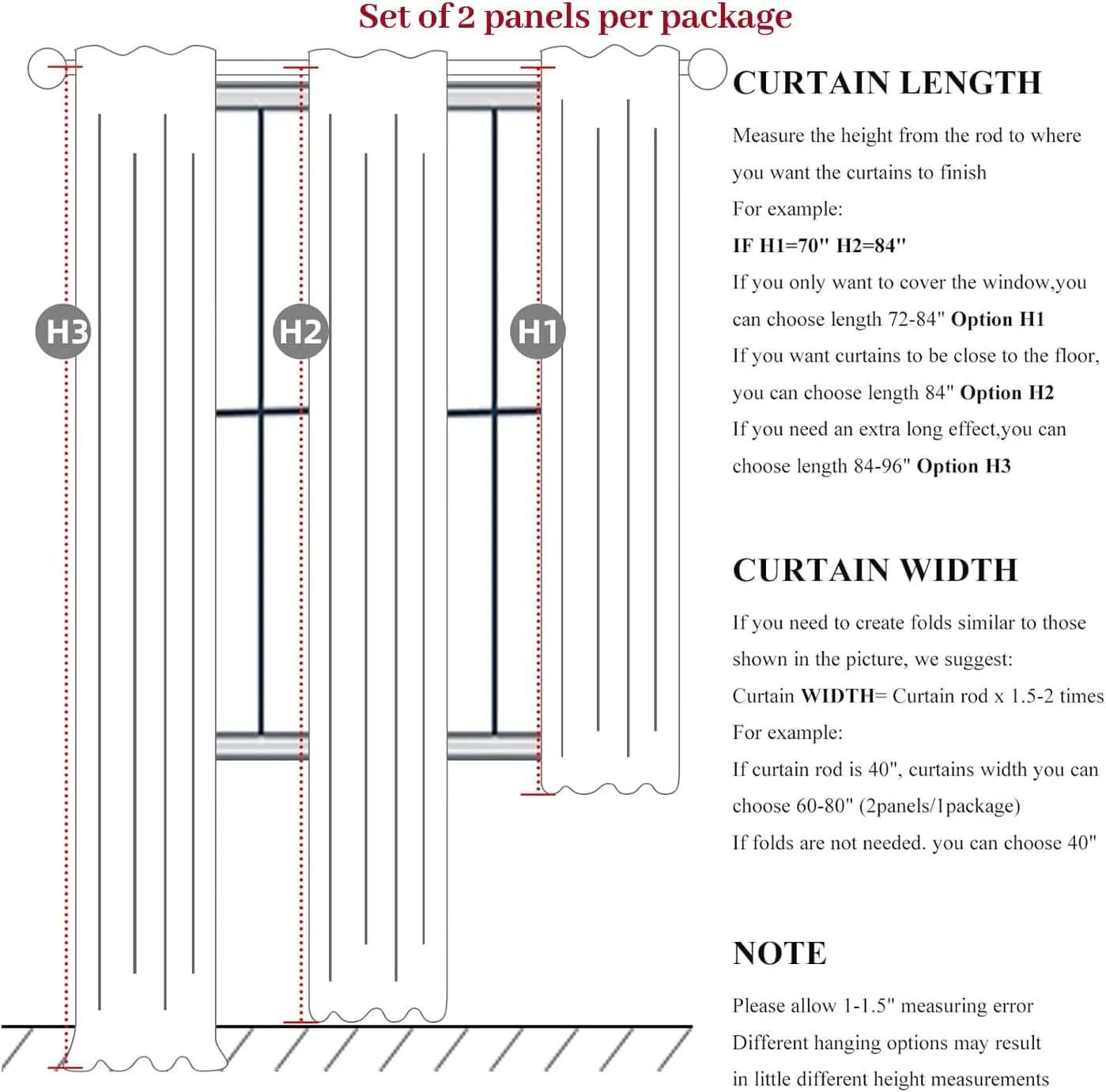 Black Curtains for Bedroom 90 Inches Long, Sound Proof Modern Window Drapes Light Blocking Floor to Ceiling Rod Pocket Linen Pinch Pleated Curtains Blackout Dining Room/Office (40"x90" 2 Panels)