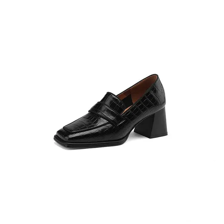 Black heeled loafer