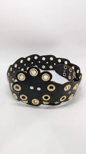Black/Gold Adjustable Rivet Belt