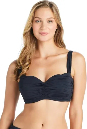 BLEU Rod Beattie Women's Kore Shirred Bandeau Bikini Top Black